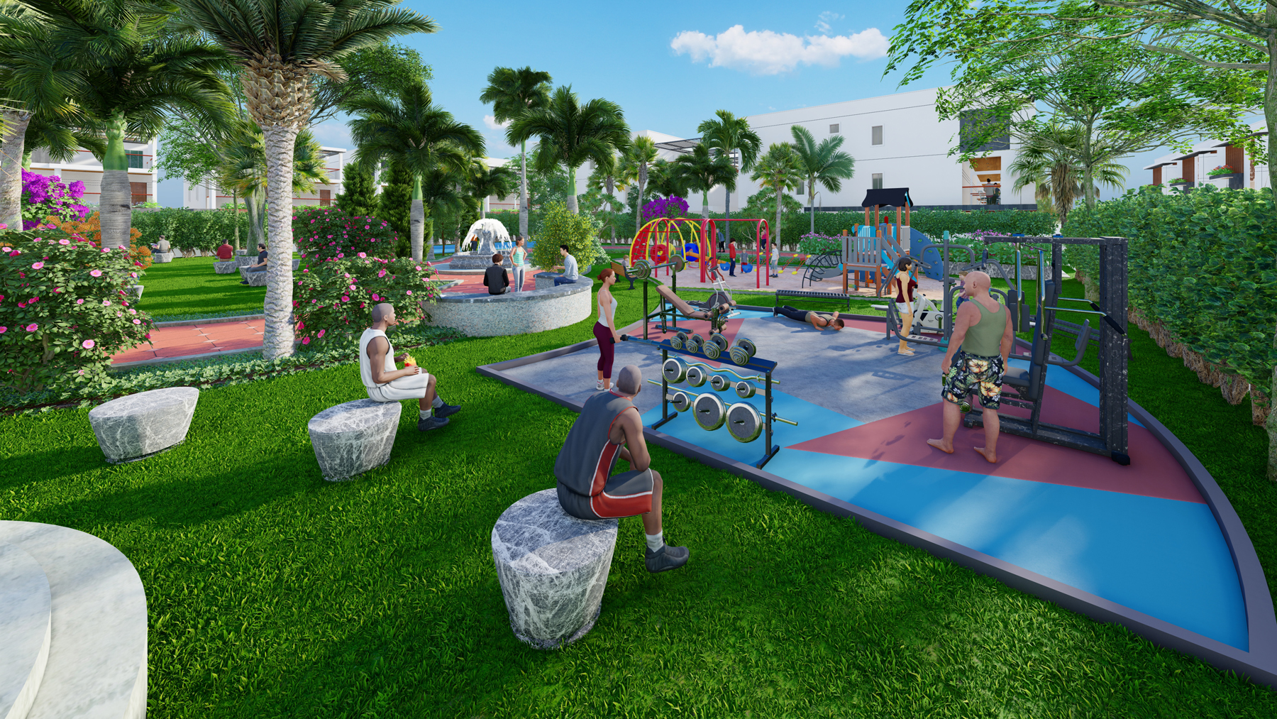 Open-air gym and children's activity park